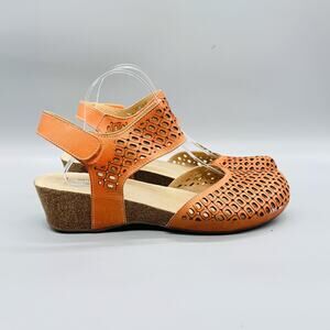 Spring Step L'Artiste Shoes Women 10.5 Orange Leather Poppiri Slingback Sandals
